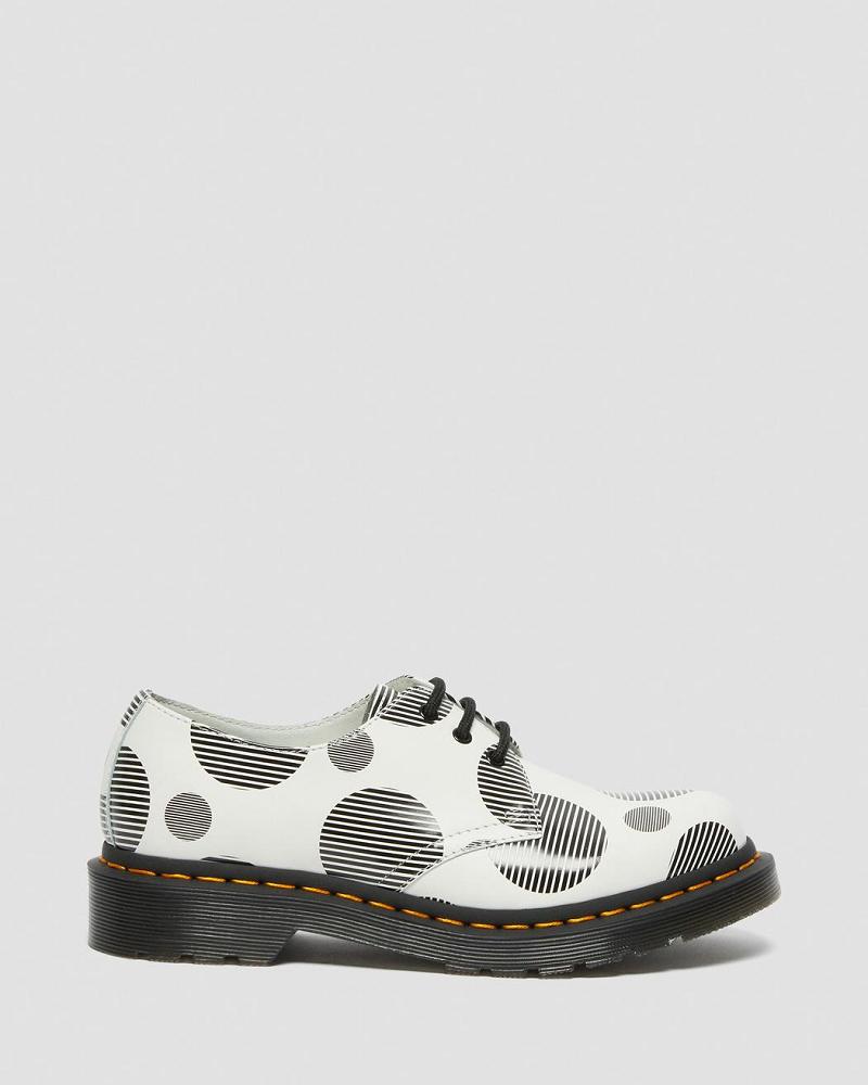 White Women's Dr Martens 1461 Polka Dot Smooth Leather Oxfords Shoes | CA 366AHK